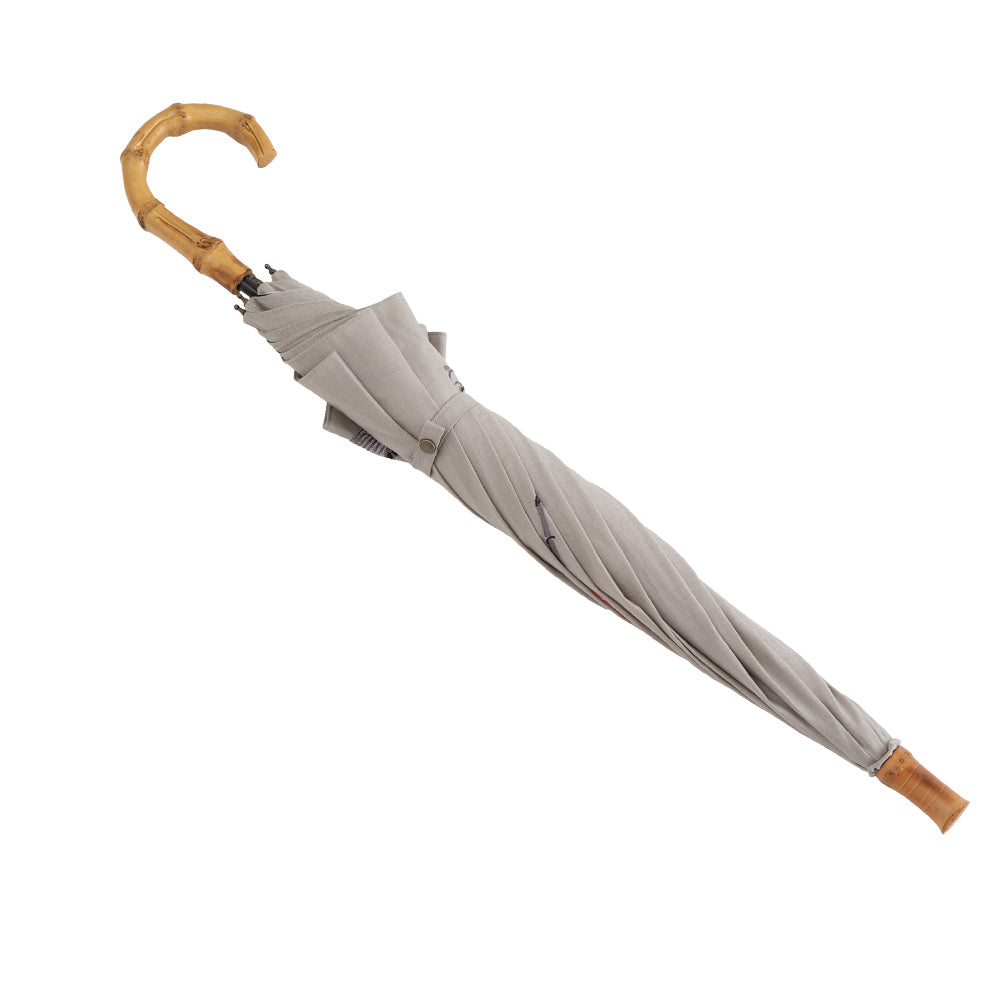 伊藤若冲 刺繍 かわず張り晴雨兼用ショート長日傘 （日本製）