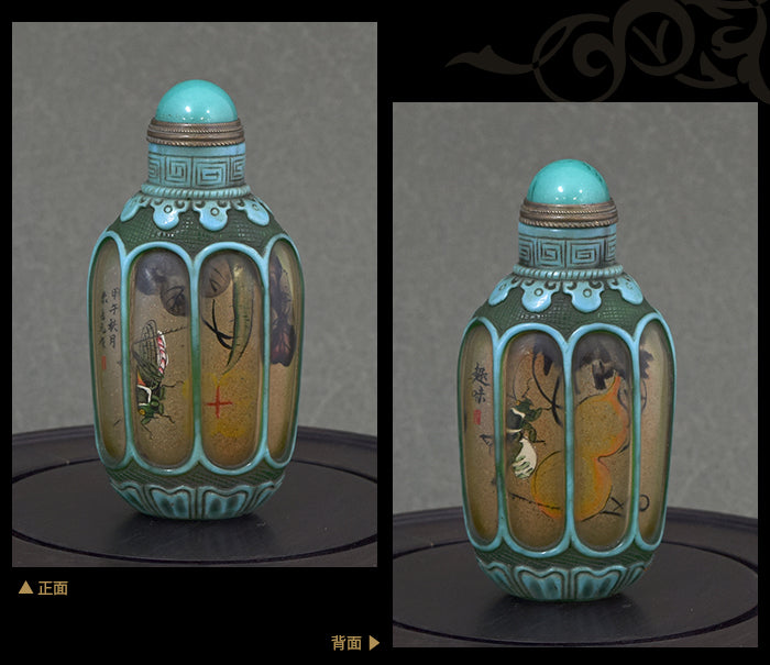 周り窓の中の幸運を呼ぶ コオロギ 鼻煙壺210918