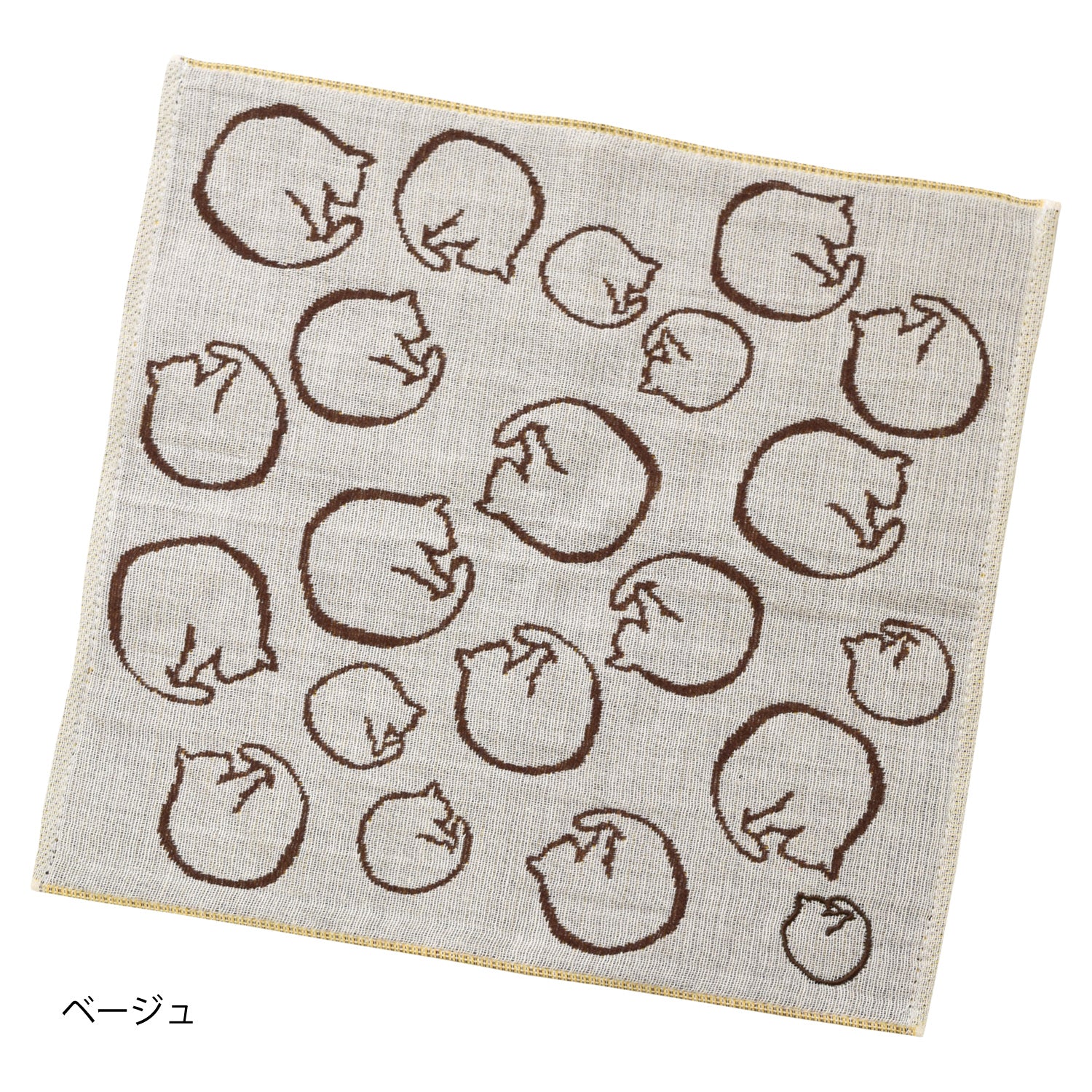 猫パターン 刺繍ガーゼパイルタオル
