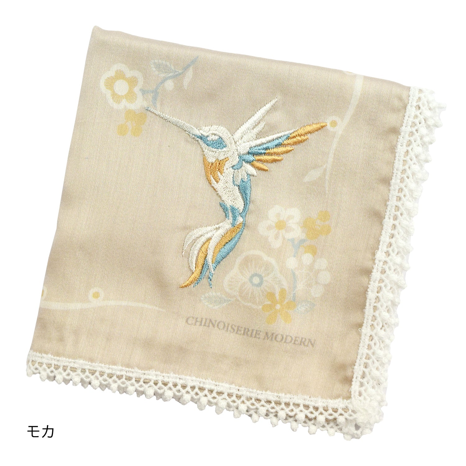 日本製 花鳥刺繍 綿ローンハンカチ