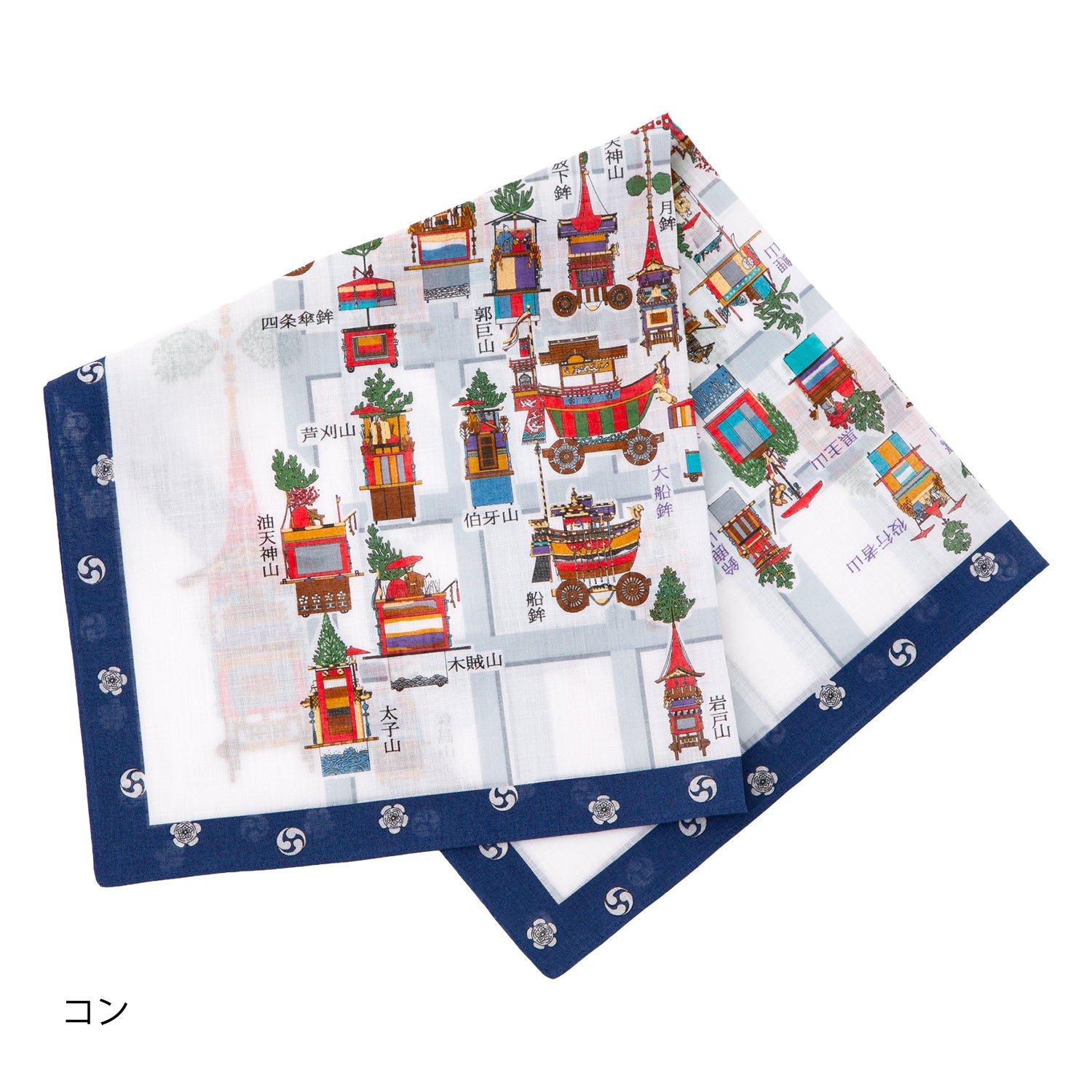 ハンカチ 日本製 綿 コットン 祇園祭 新鉾図 ハンカチ 京都 和風 和小物 和雑貨