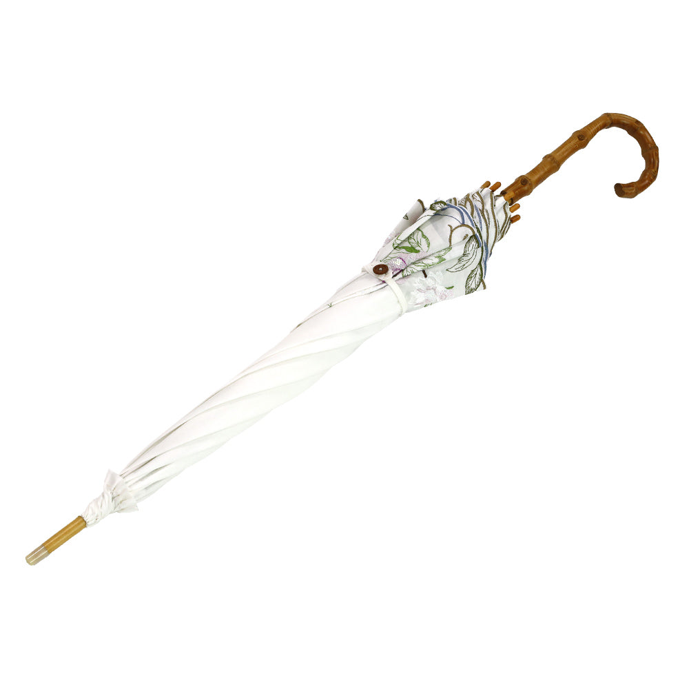 芍薬刺繍かわず張り 晴雨兼用長日傘 （日本製）