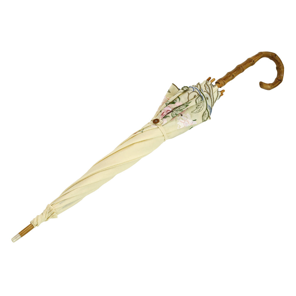 芍薬刺繍かわず張り 晴雨兼用長日傘 （日本製）