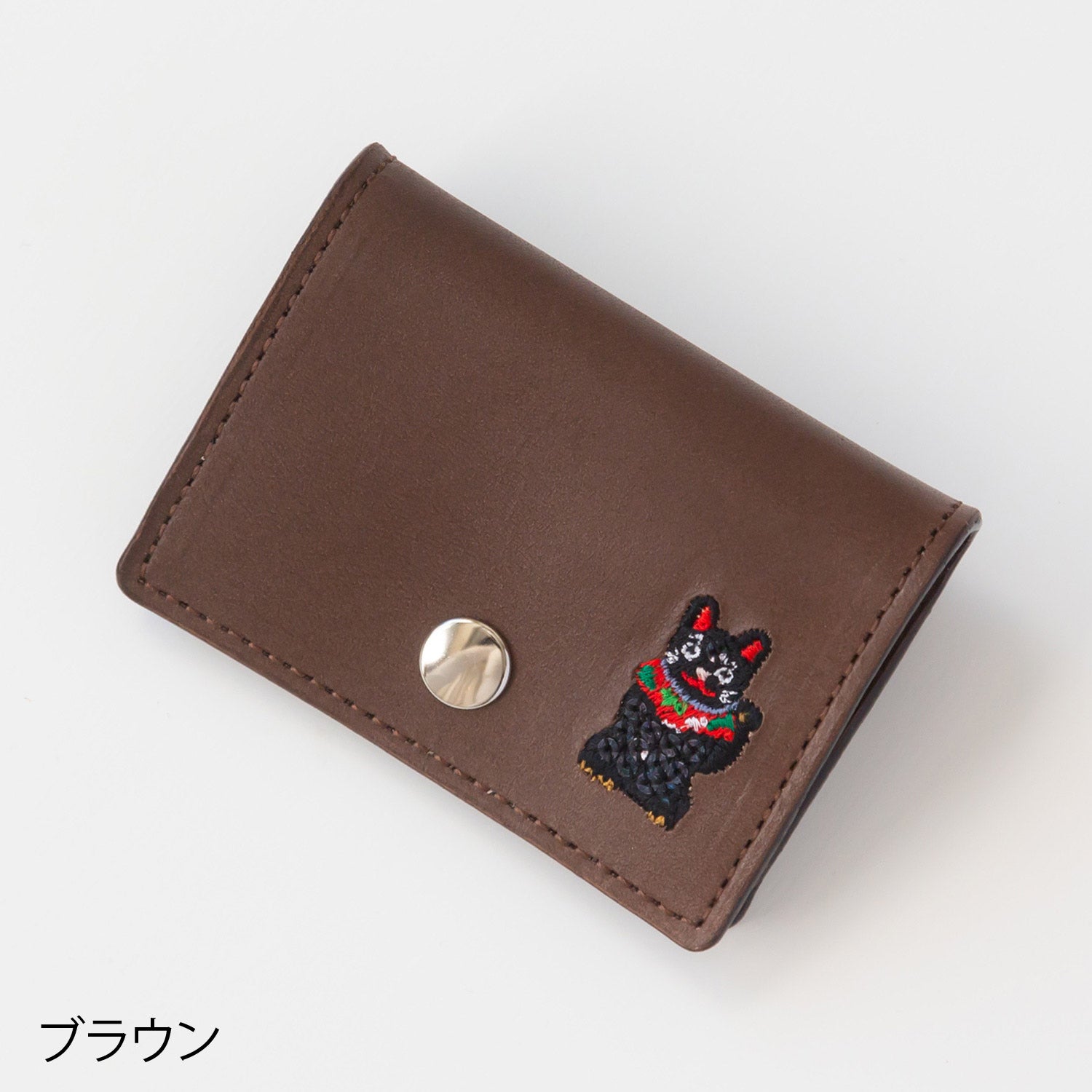 マツモトヨーコ 本革×スパンコール猫刺繍 コインケース