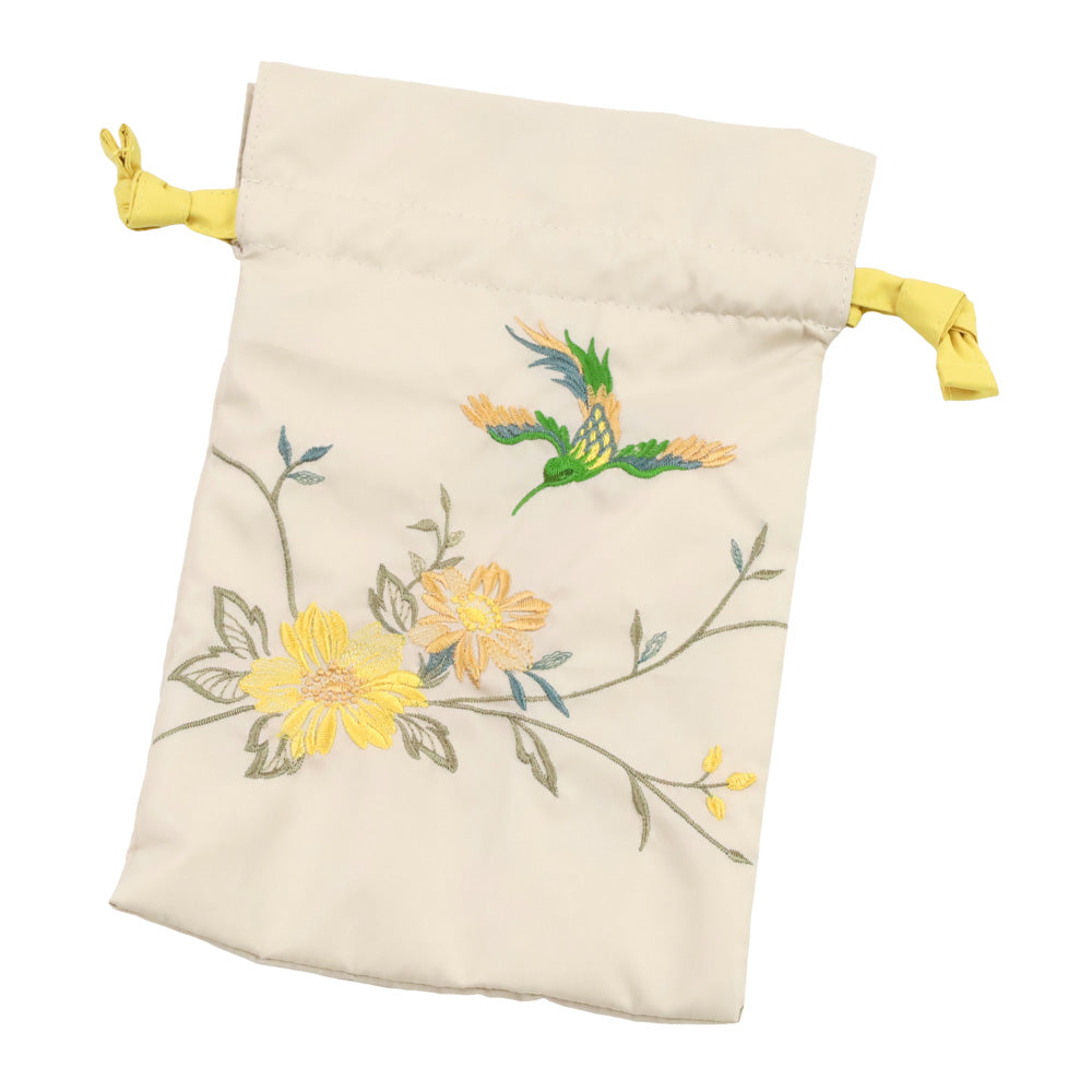 花鳥刺繍晴雨兼用 ミニ折りたたみ日傘＆イニシャル手元セット