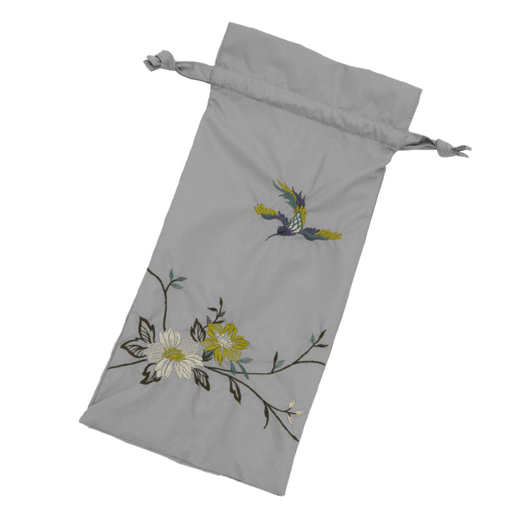 花鳥刺繍かわず張り晴雨兼用ショート折りたたみ日傘