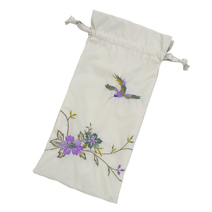 花鳥刺繍かわず張り晴雨兼用ショート折りたたみ日傘