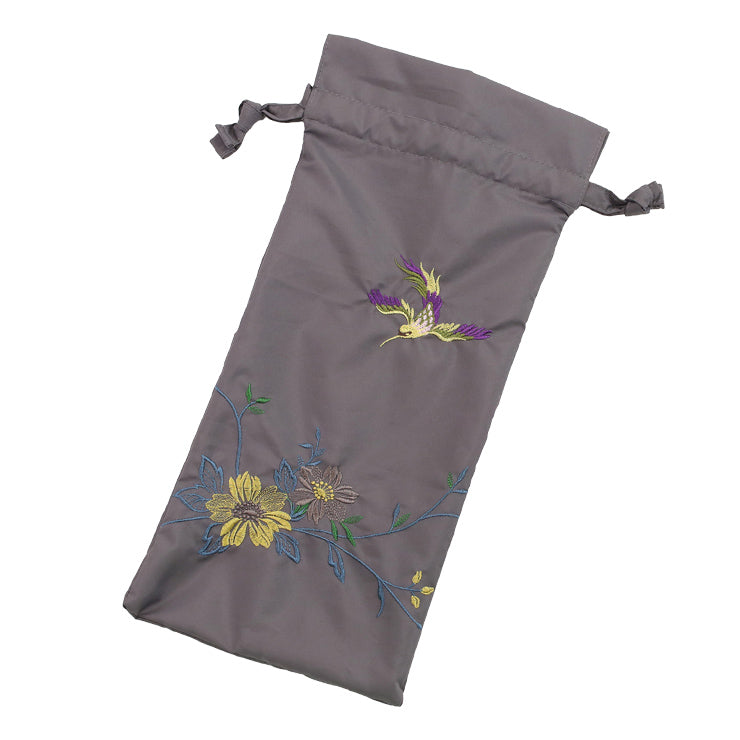 花鳥刺繍かわず張り晴雨兼用ショート折りたたみ日傘