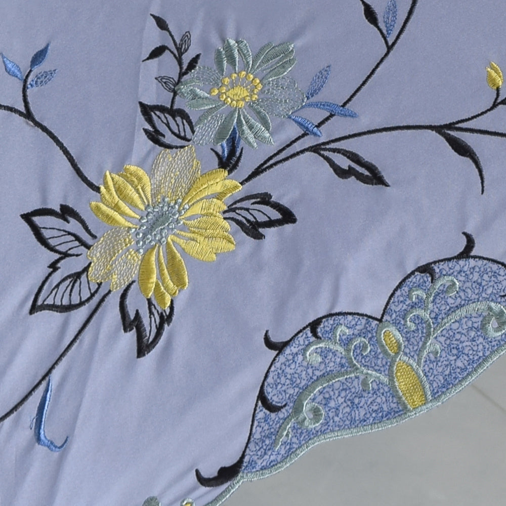 花鳥刺繍かわず張り晴雨兼用ショート折りたたみ日傘