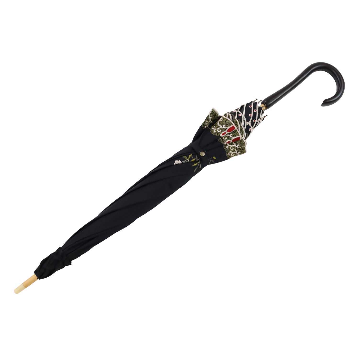 花鳥刺繍かわず張り 晴雨兼用長日傘