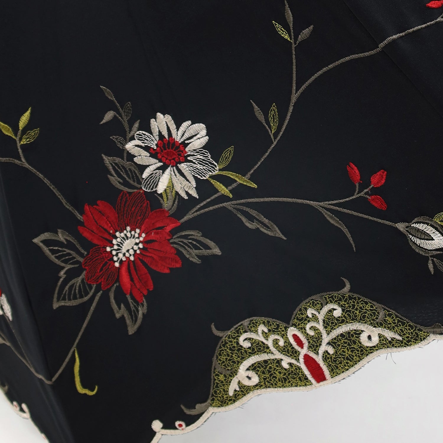 花鳥刺繍かわず張り 晴雨兼用長日傘