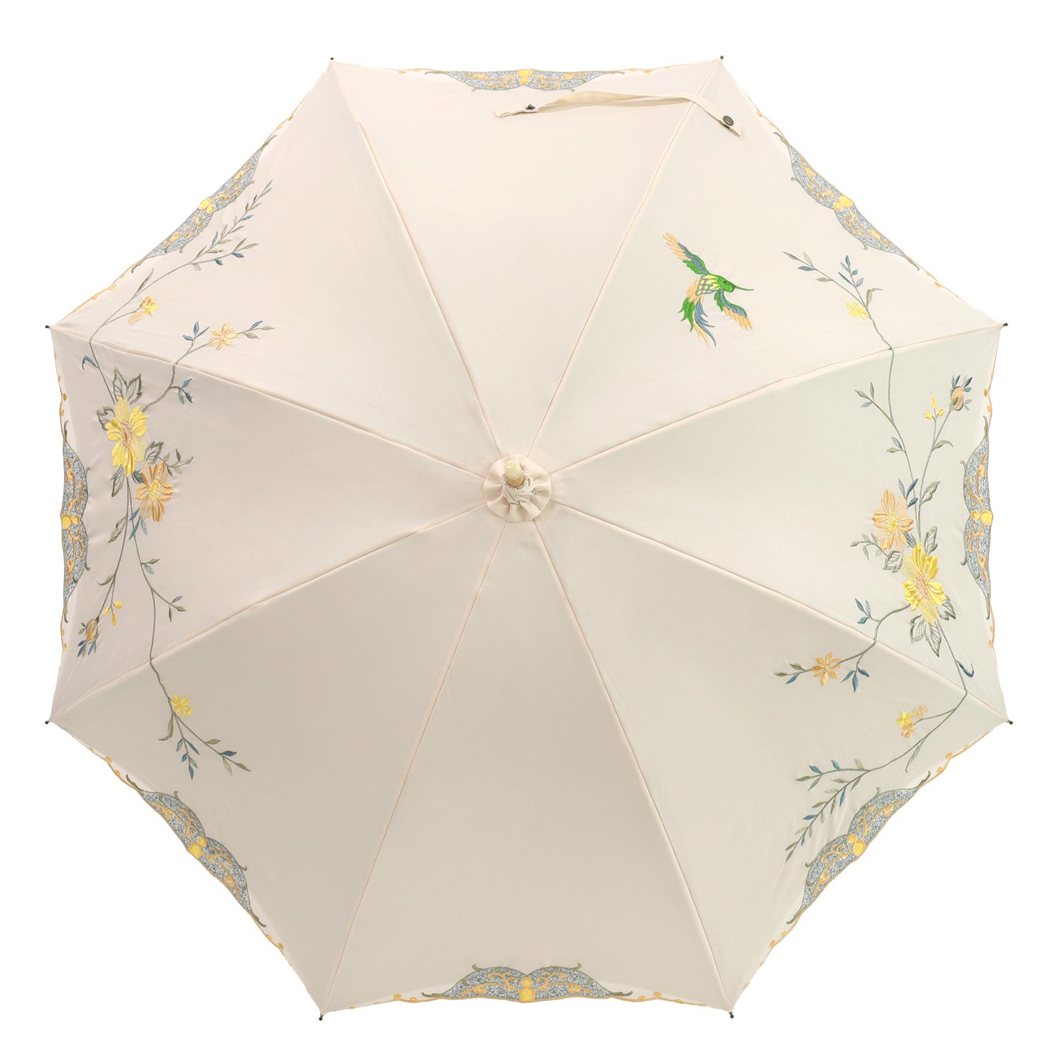 花鳥刺繍かわず張り 晴雨兼用長日傘