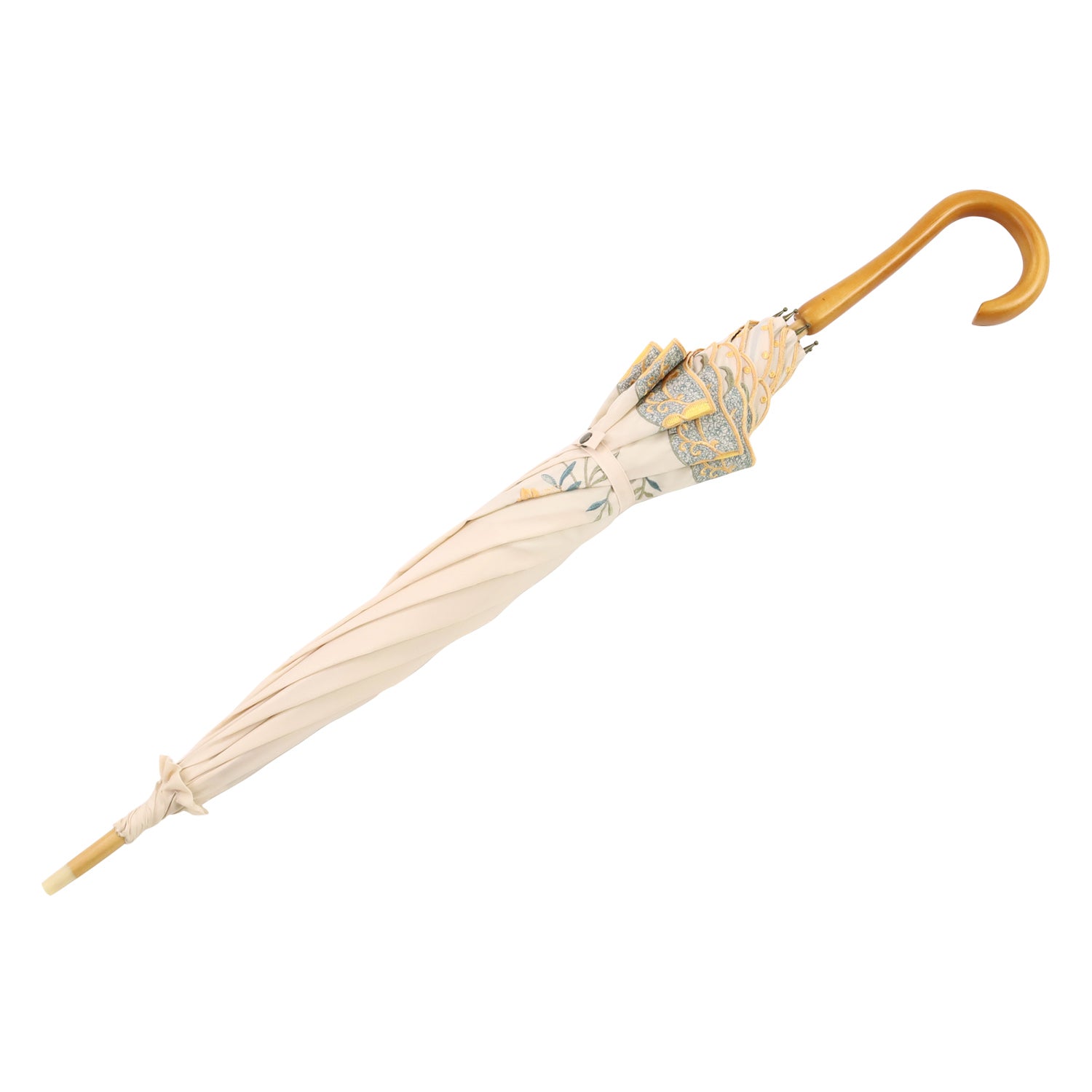 花鳥刺繍かわず張り 晴雨兼用長日傘