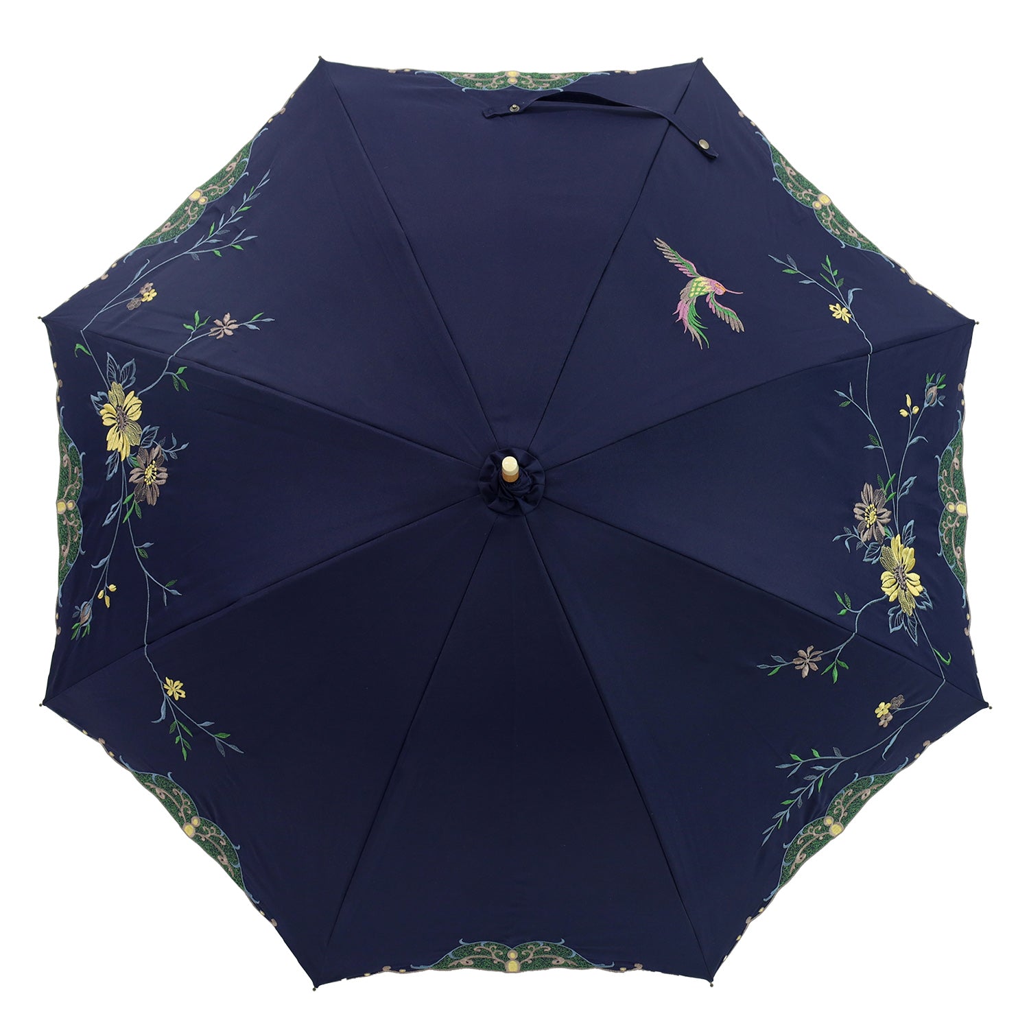 花鳥刺繍かわず張り 晴雨兼用長日傘