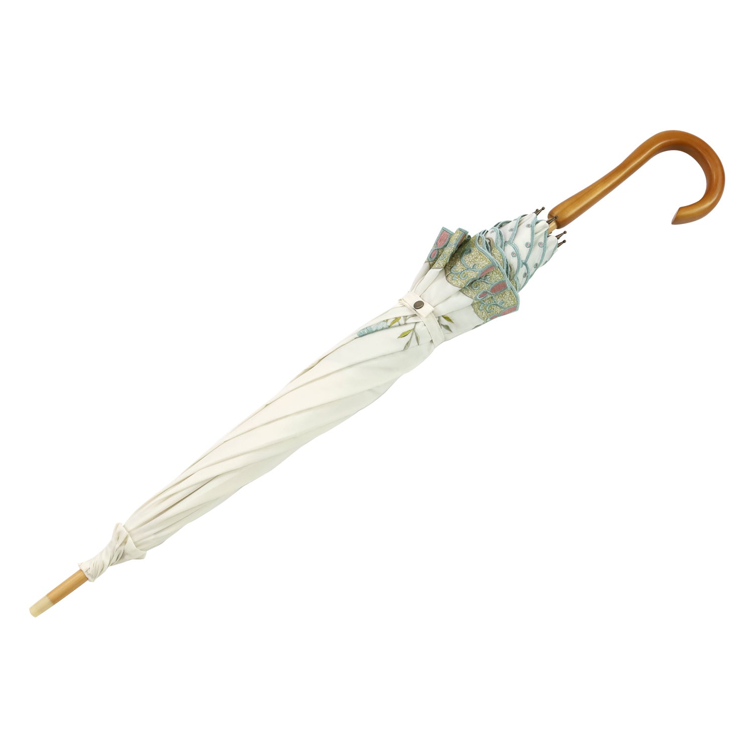 花鳥刺繍かわず張り 晴雨兼用長日傘