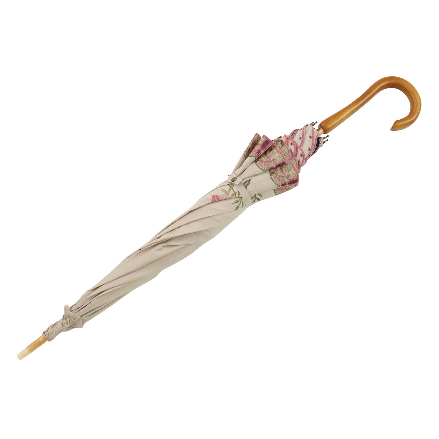 花鳥刺繍かわず張り 晴雨兼用長日傘