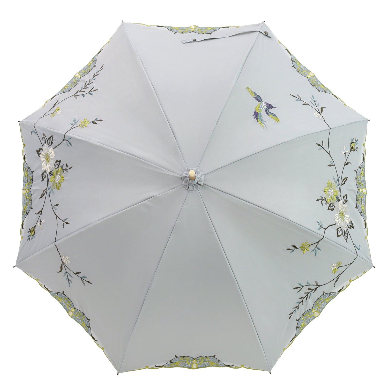 花鳥刺繍かわず張り 晴雨兼用長日傘