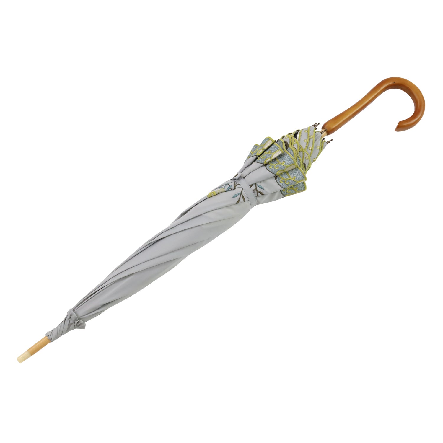 花鳥刺繍かわず張り 晴雨兼用長日傘