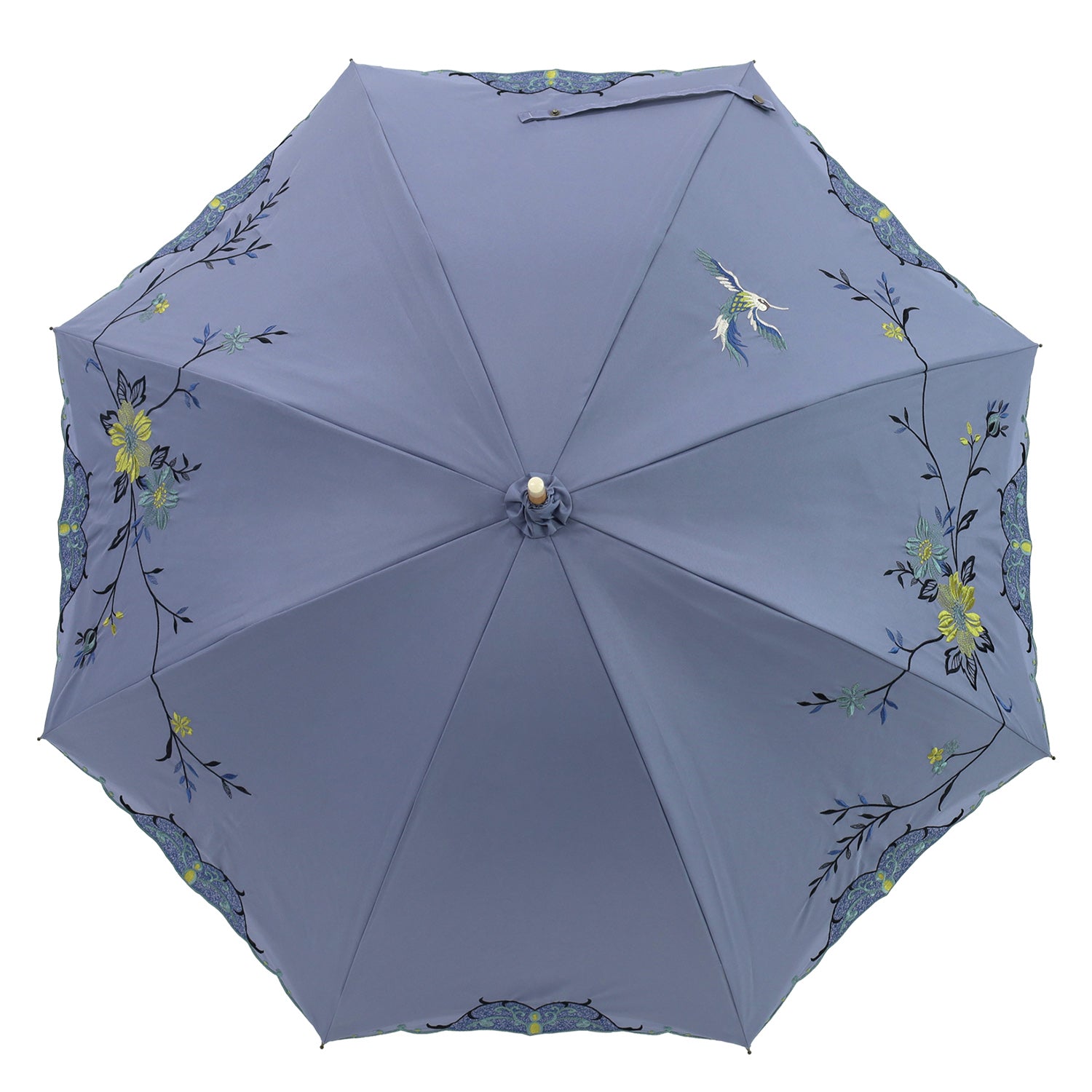 花鳥刺繍かわず張り 晴雨兼用長日傘