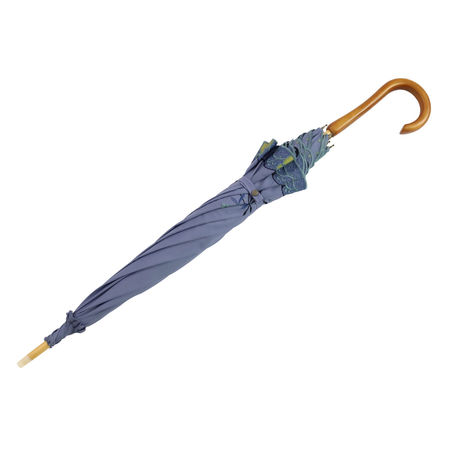 花鳥刺繍かわず張り 晴雨兼用長日傘