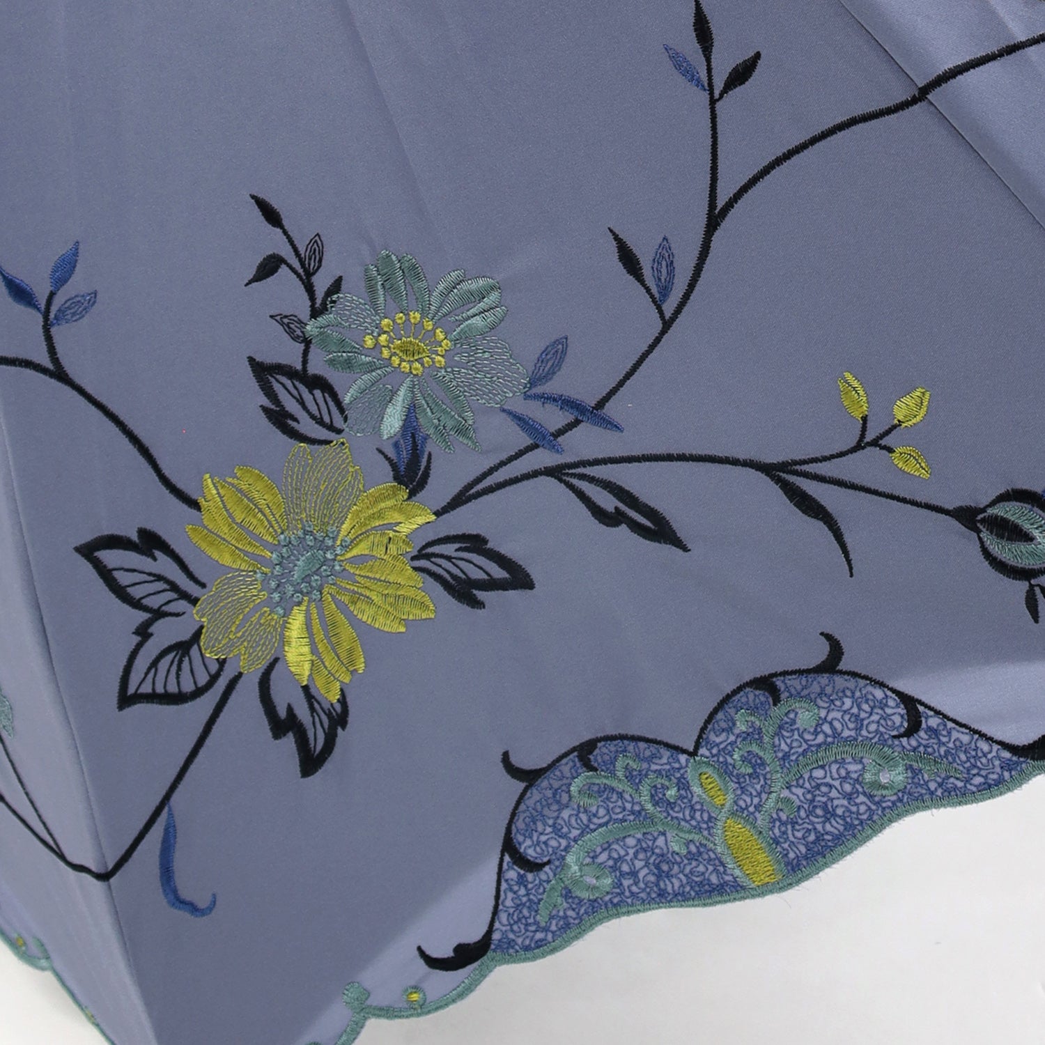 花鳥刺繍かわず張り 晴雨兼用長日傘