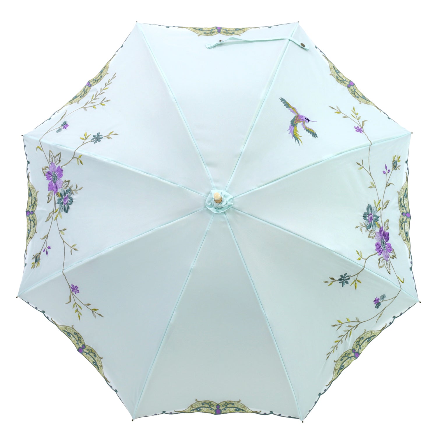 花鳥刺繍かわず張り 晴雨兼用長日傘