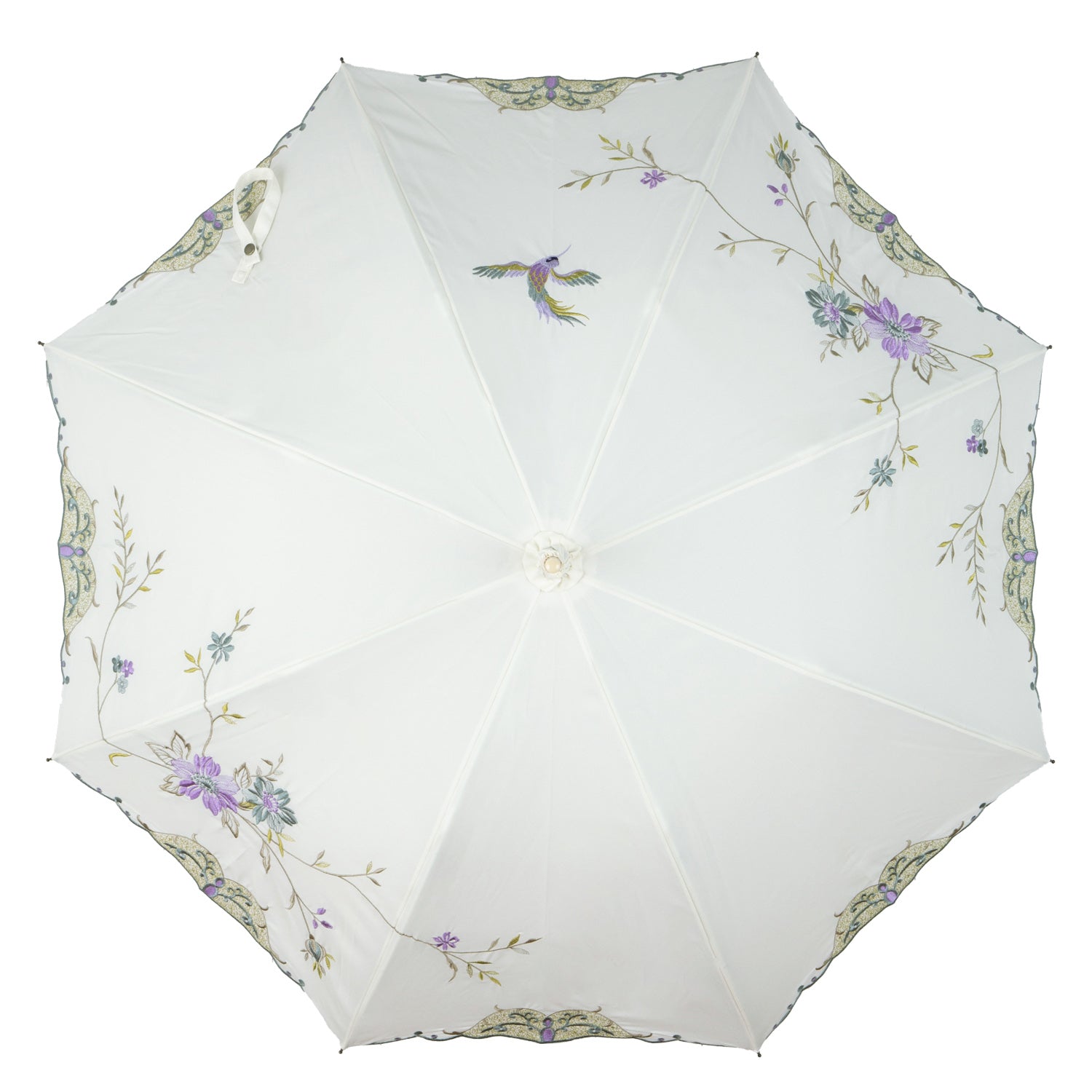 花鳥刺繍かわず張り 晴雨兼用長日傘