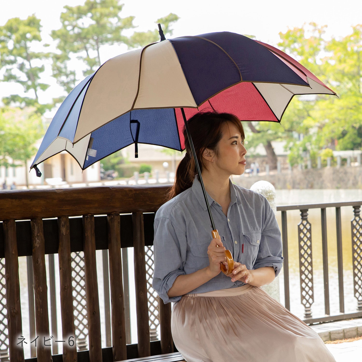 フラワースタイル大判 ジャンプ 深張りアンブレラ