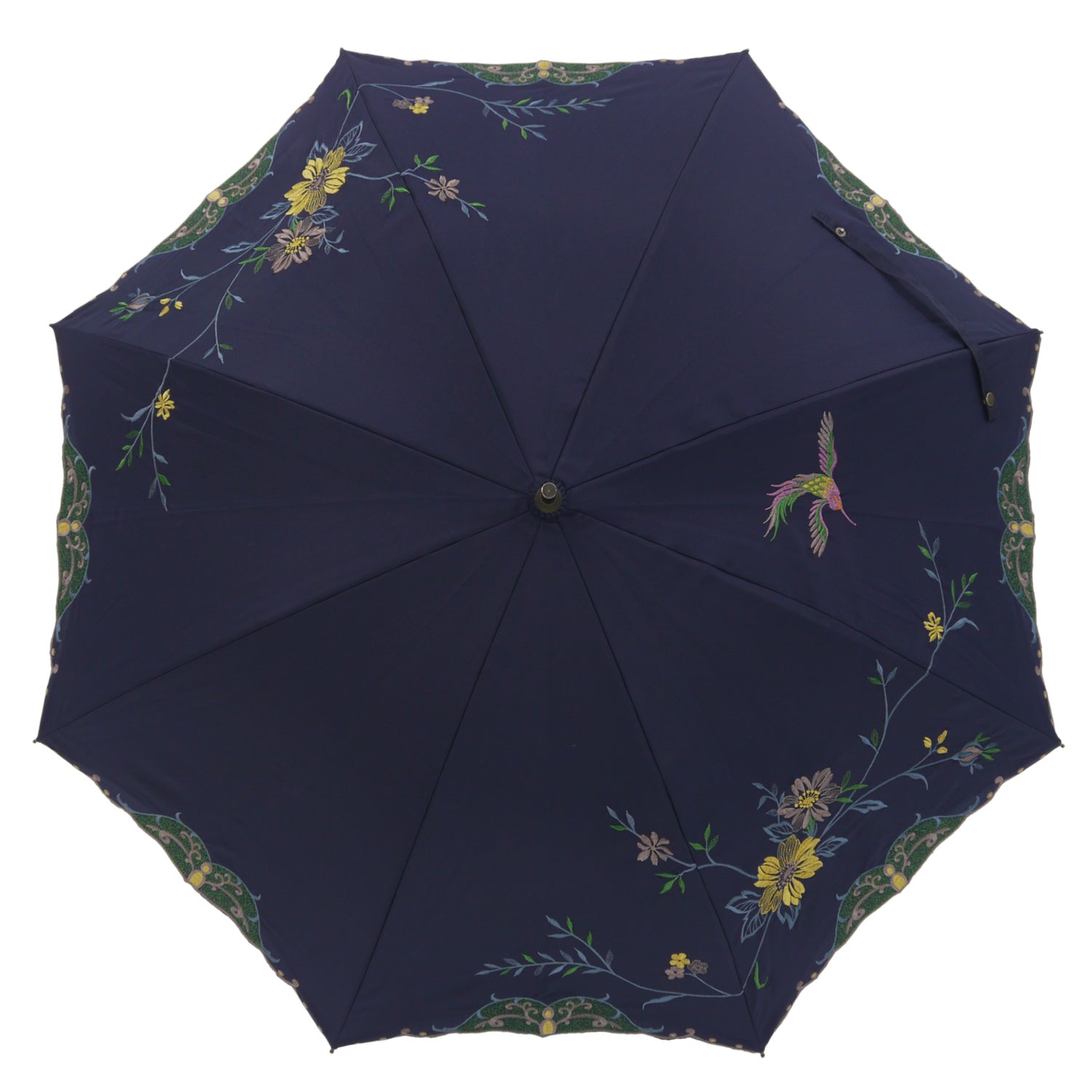 花鳥刺繍かわず張り 晴雨兼用ショート長日傘