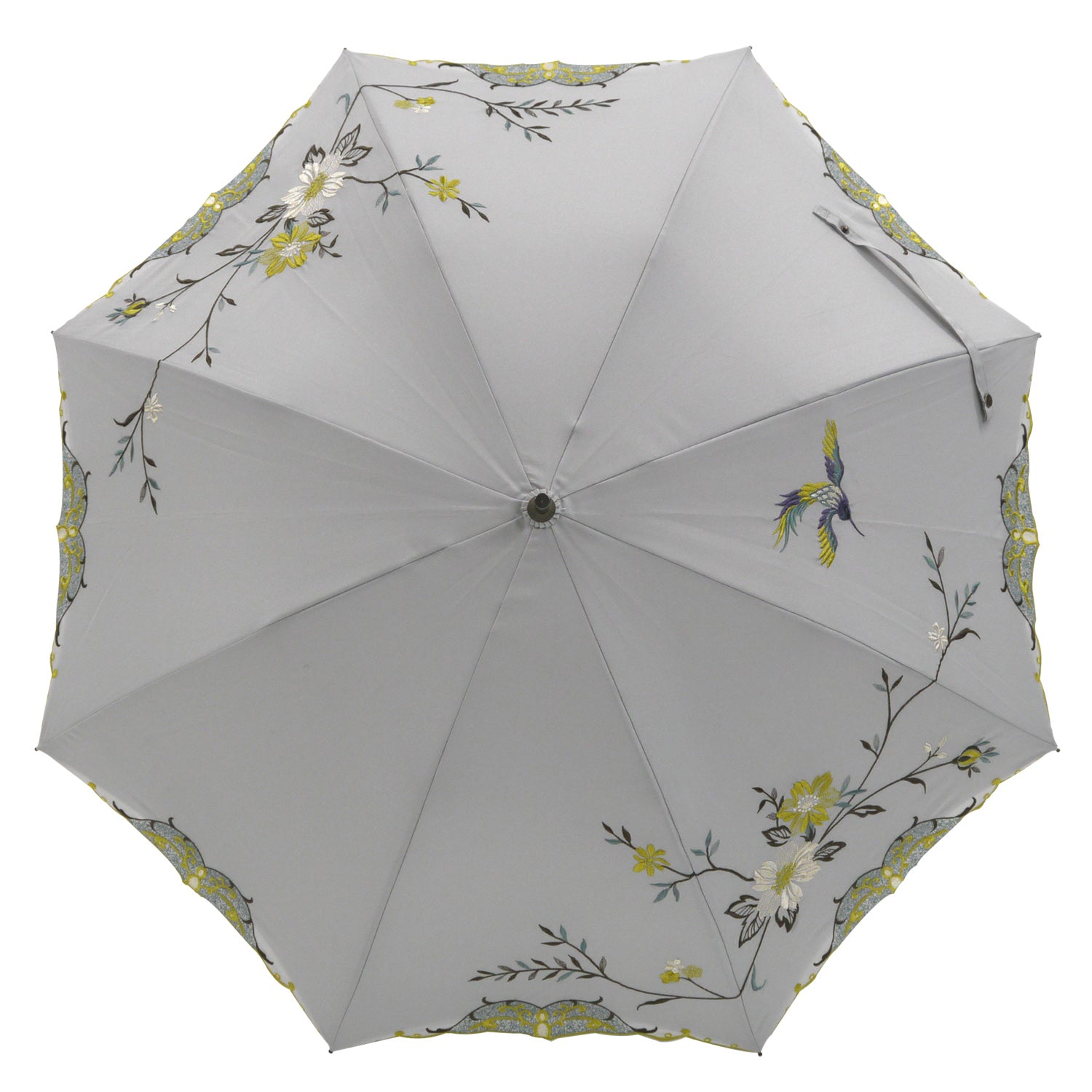花鳥刺繍かわず張り 晴雨兼用ショート長日傘