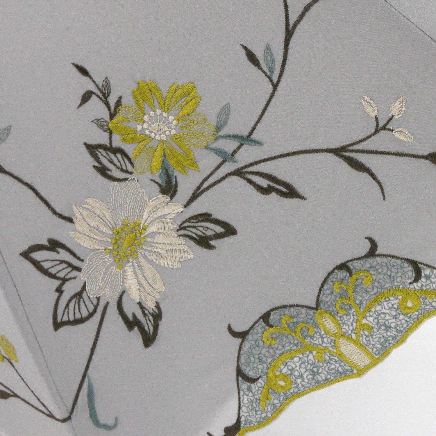 花鳥刺繍かわず張り 晴雨兼用ショート長日傘