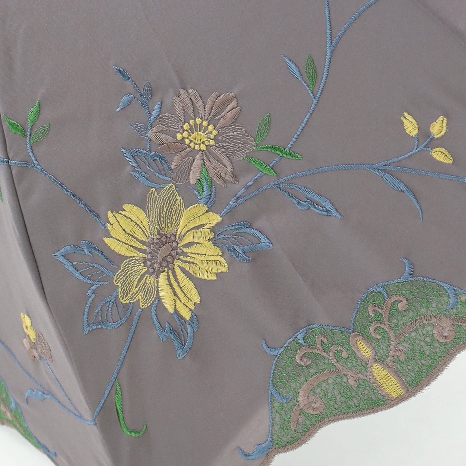 花鳥刺繍かわず張り 晴雨兼用ショート長日傘
