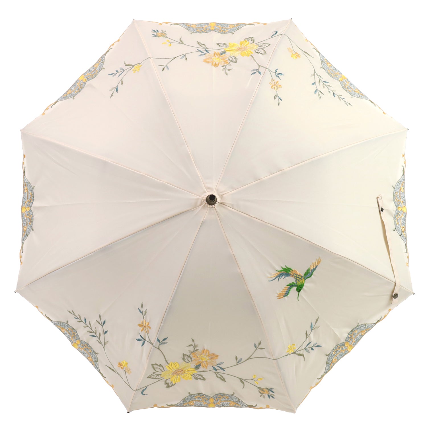 花鳥刺繍かわず張り 晴雨兼用ショート長日傘