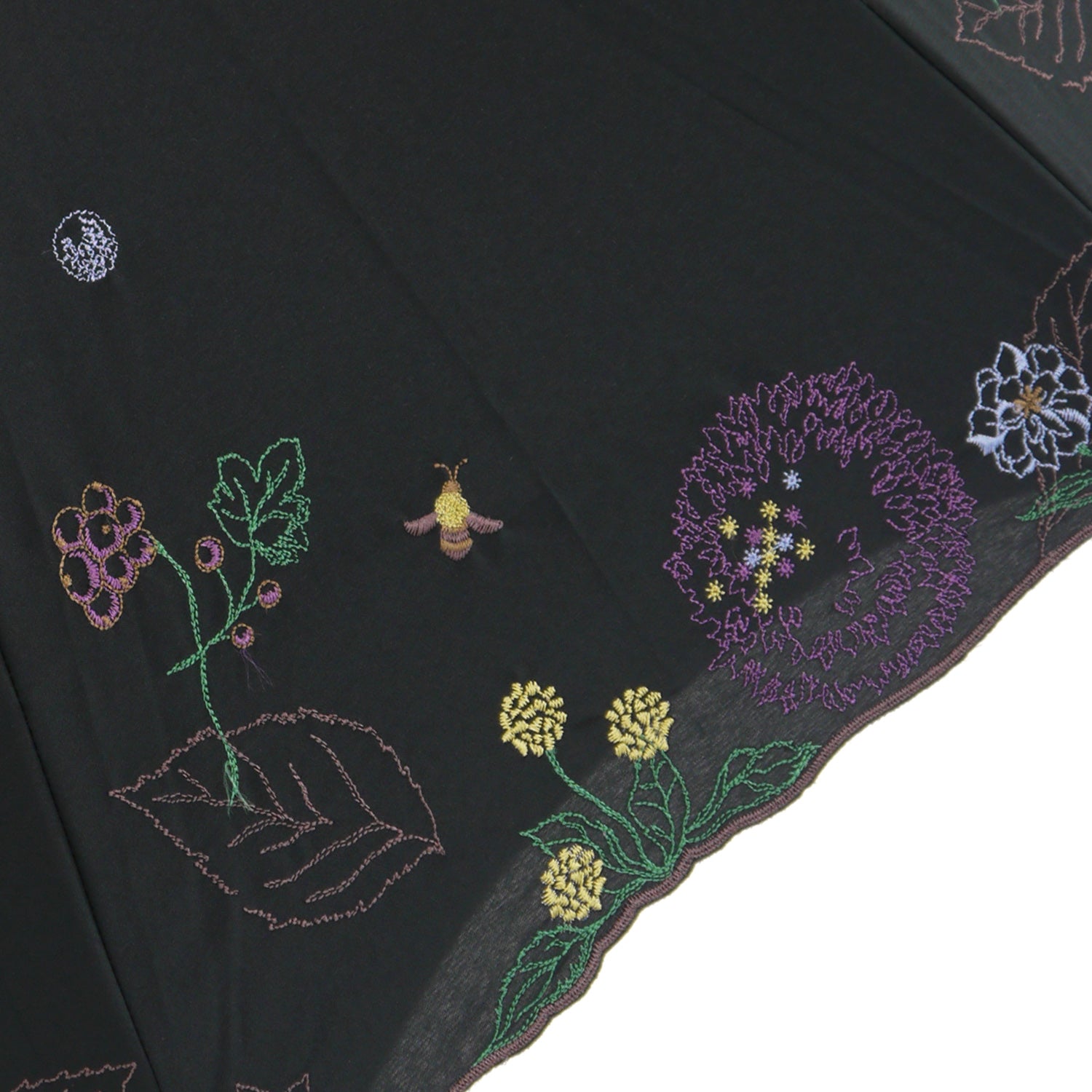 ボタニカル刺繍かわず張り 晴雨兼用ショート長日傘