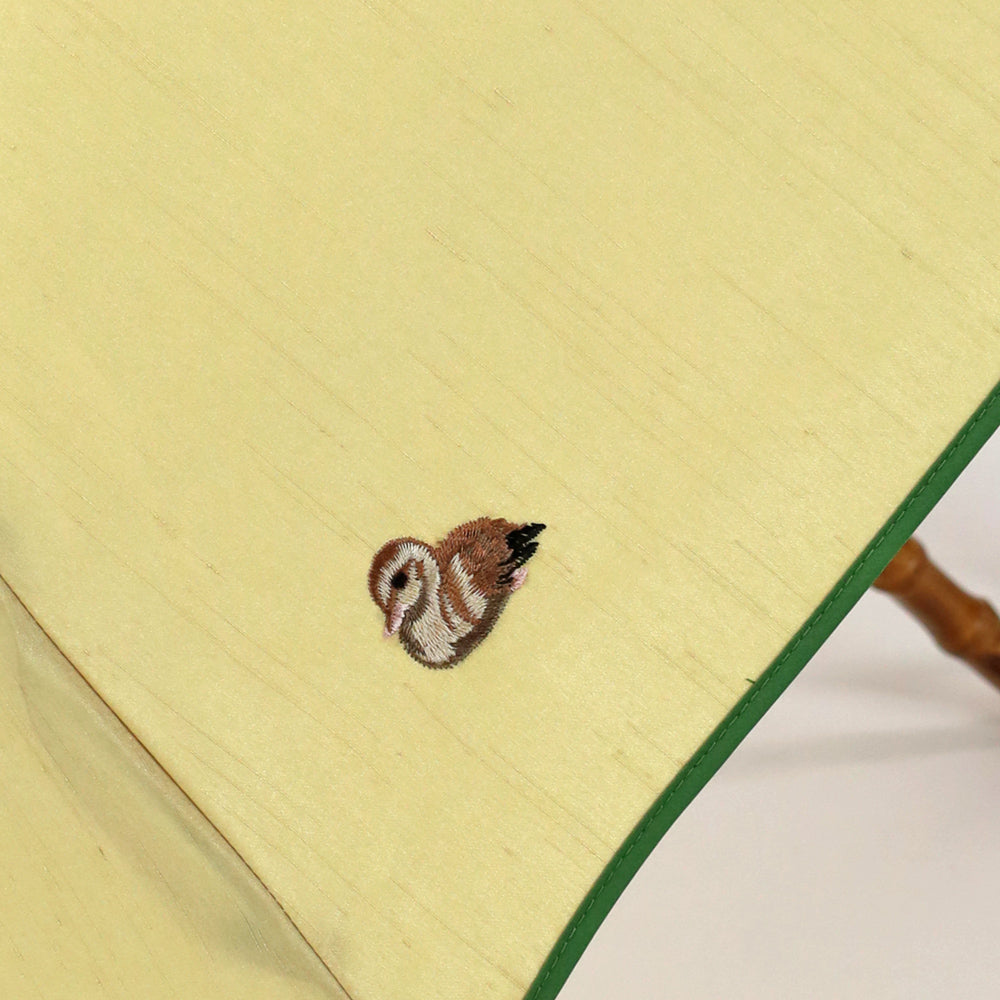 シャンタン＆寒竹手元 パイピング  小鳥刺繍雨傘