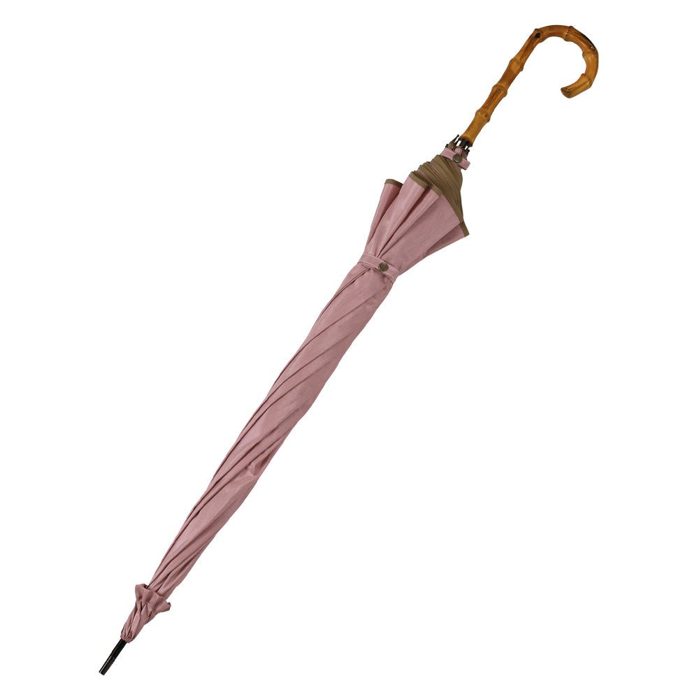 シャンタン＆寒竹手元 パイピング  小鳥刺繍雨傘