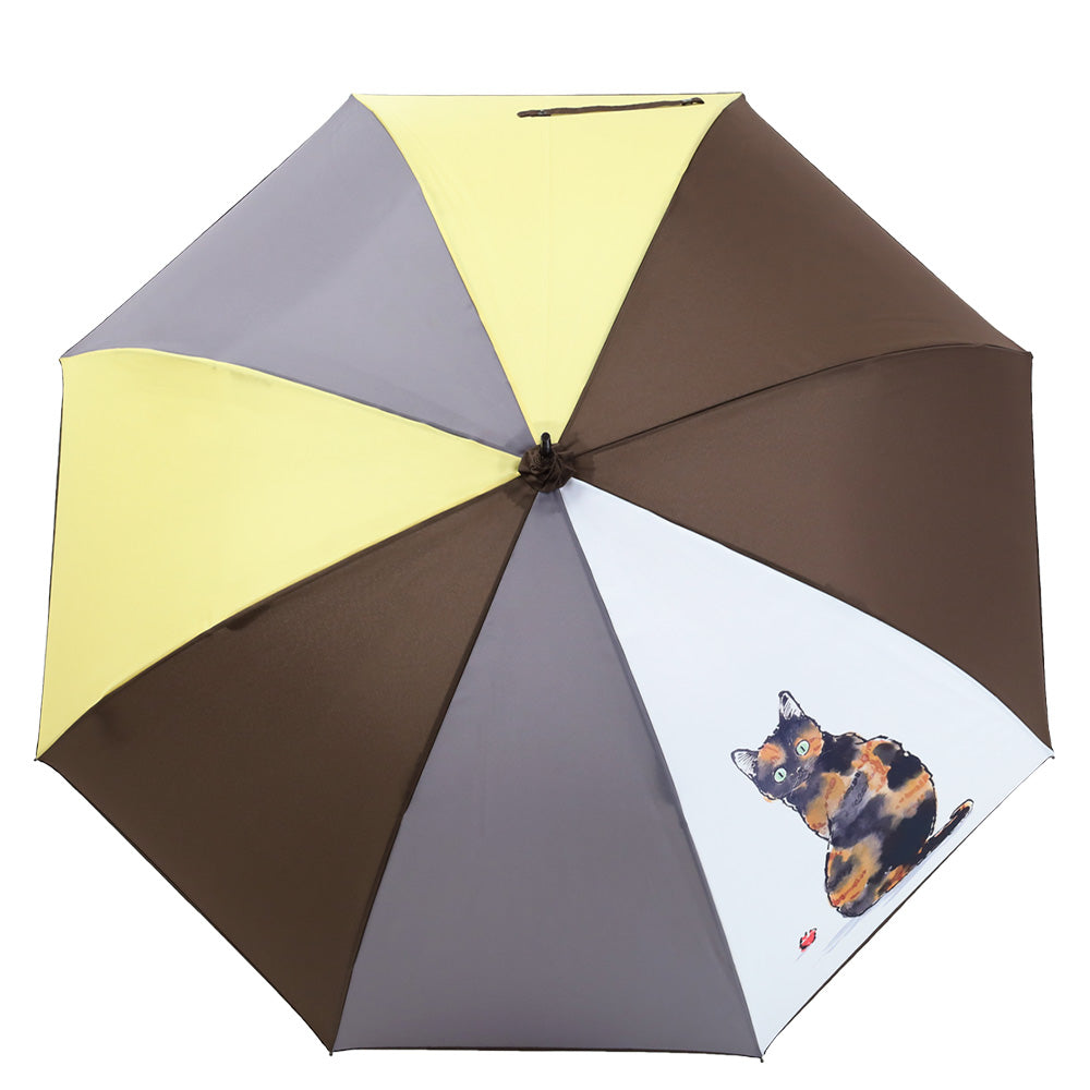 ハラミチヨ 猫イラストプリント 大判 ジャンプ アンブレラ