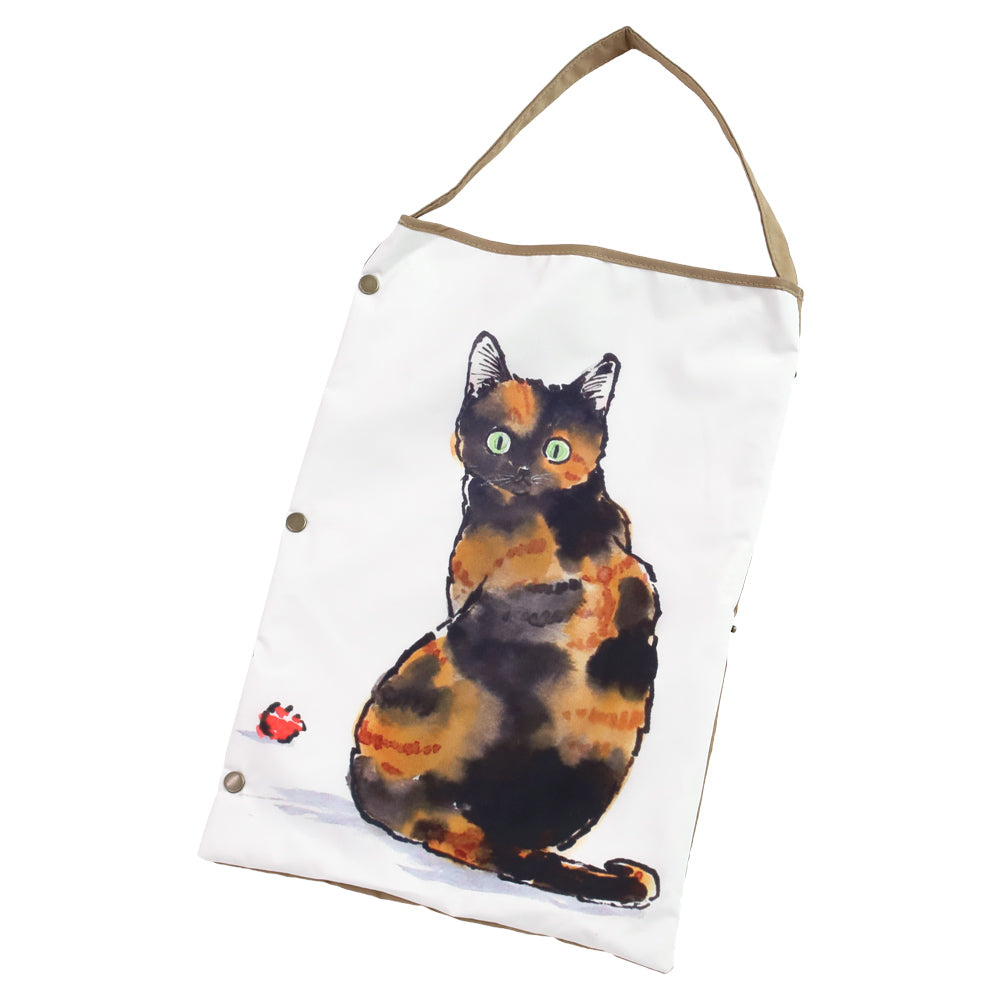 ハラミチヨ 猫イラストプリント ショート折りたたみ日傘