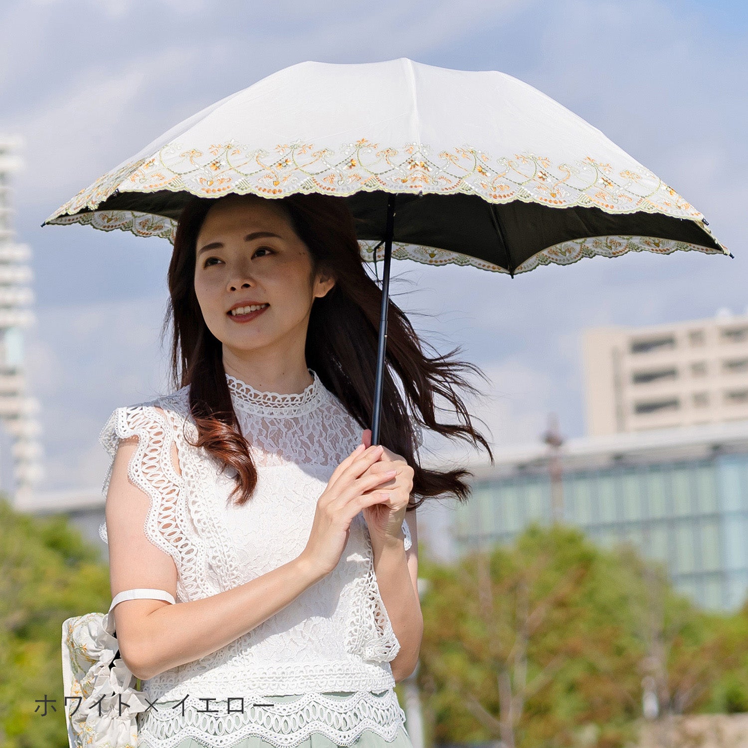 マーブル刺繍晴雨兼用 ミニ折りたたみ日傘