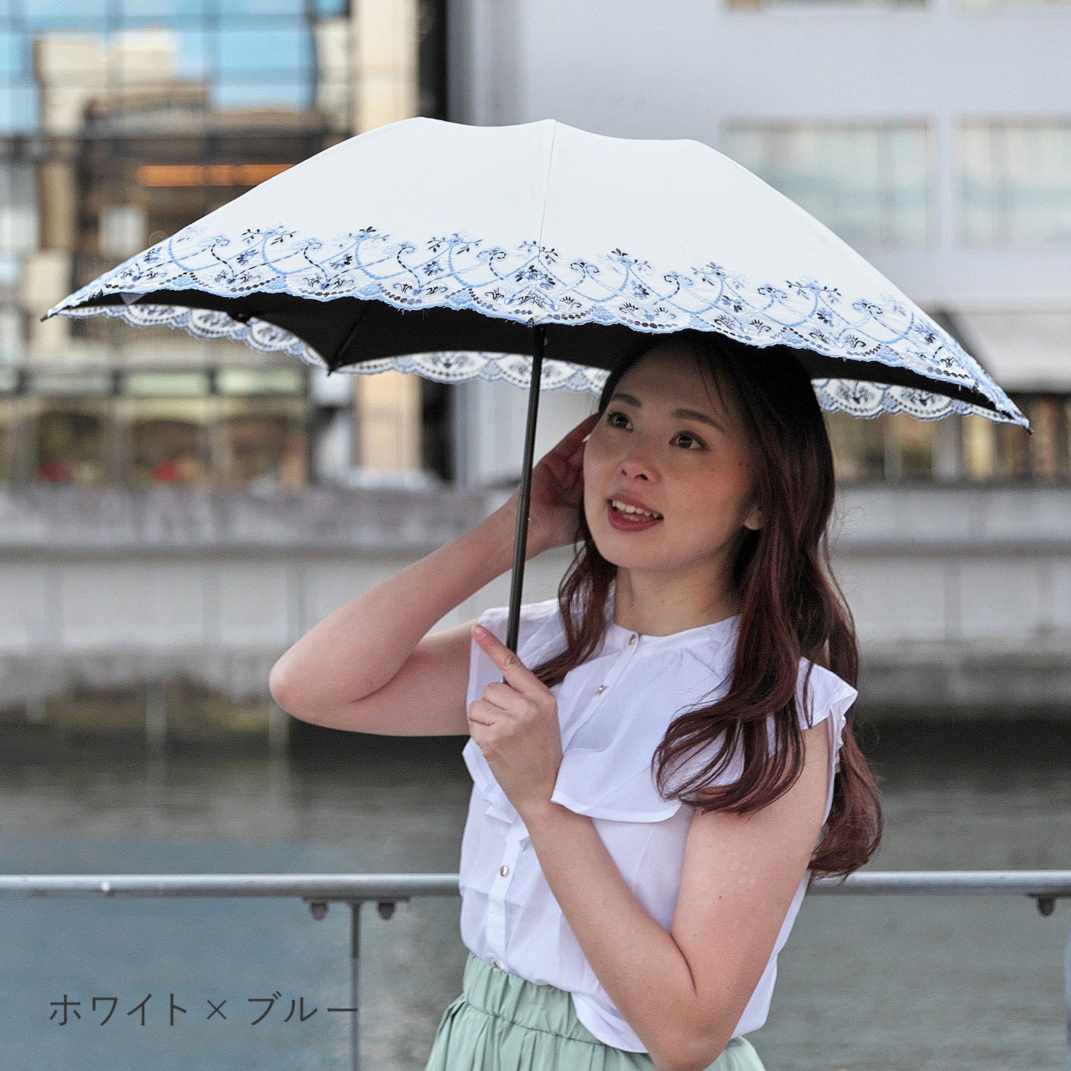 マーブル刺繍晴雨兼用 ミニ折りたたみ日傘