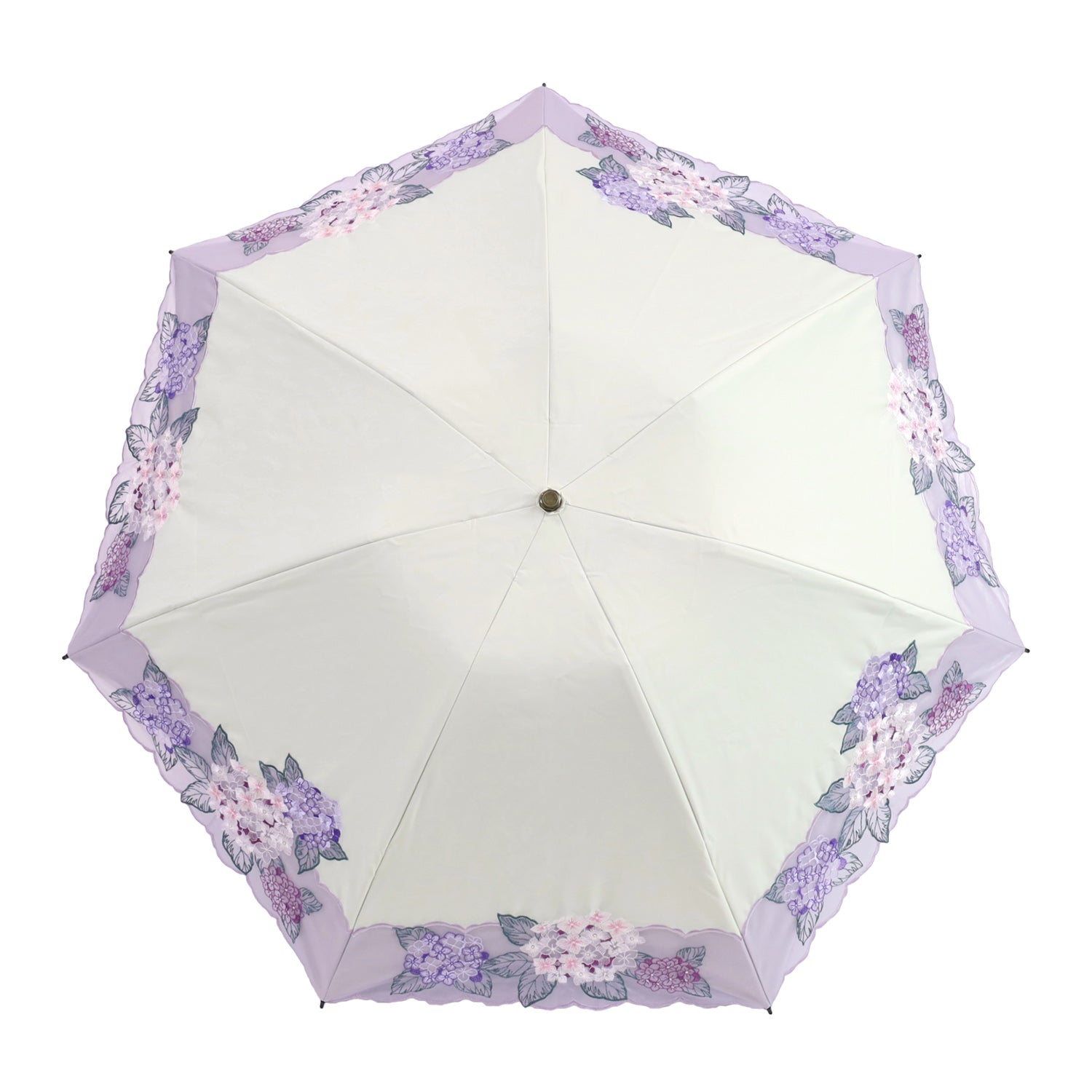 高級傘　紫陽花刺繍ミニ折りたたみ日傘　紫陽花　雨晴兼用　UVカット率100％ 紫陽花オーガンジーカットワーク刺繍晴雨兼用 ミニ折りたたみ日傘