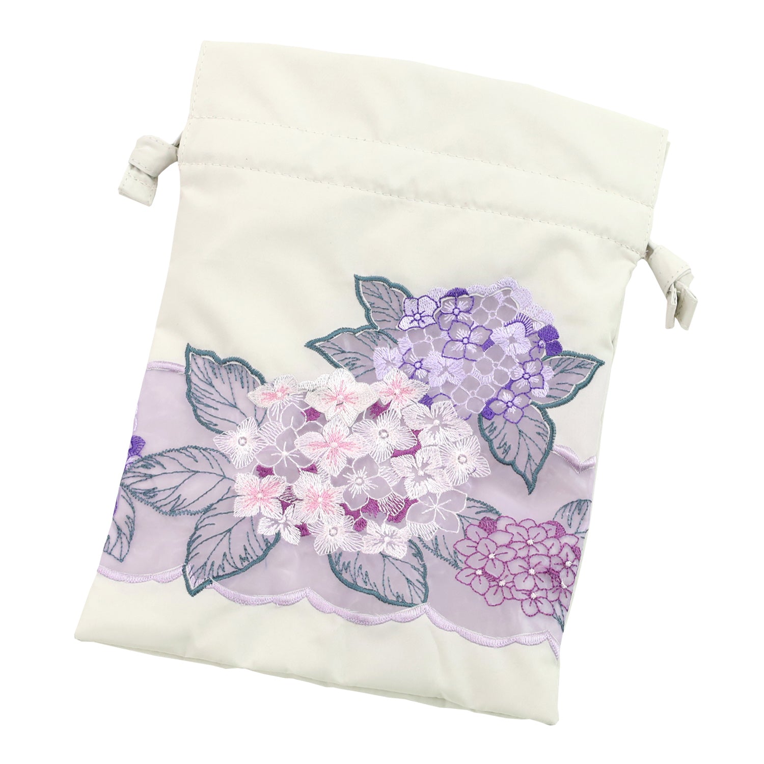 紫陽花オーガンジーカットワーク刺繍晴雨兼用 ミニ折りたたみ日傘