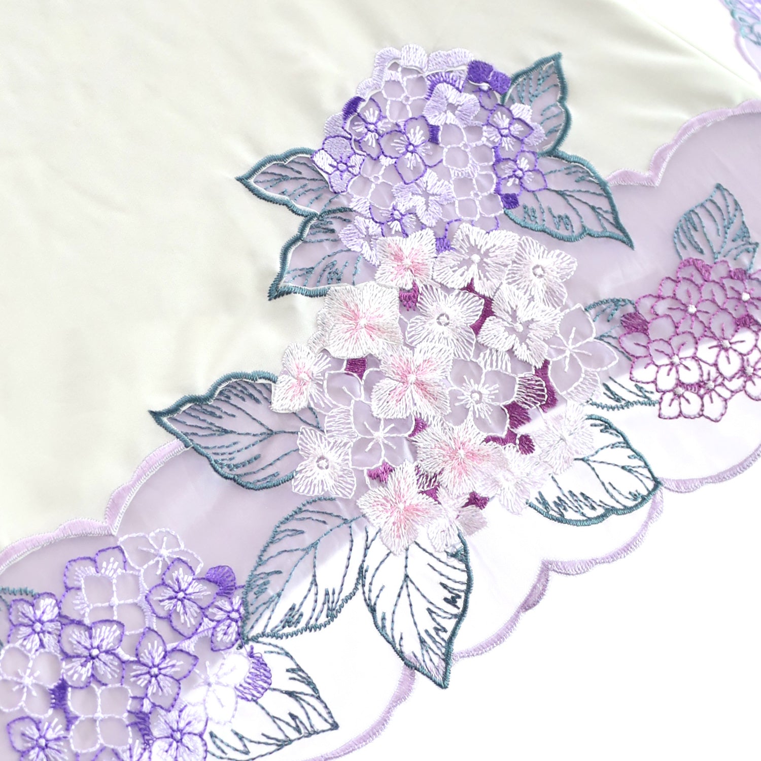 紫陽花オーガンジーカットワーク刺繍晴雨兼用 ミニ折りたたみ日傘