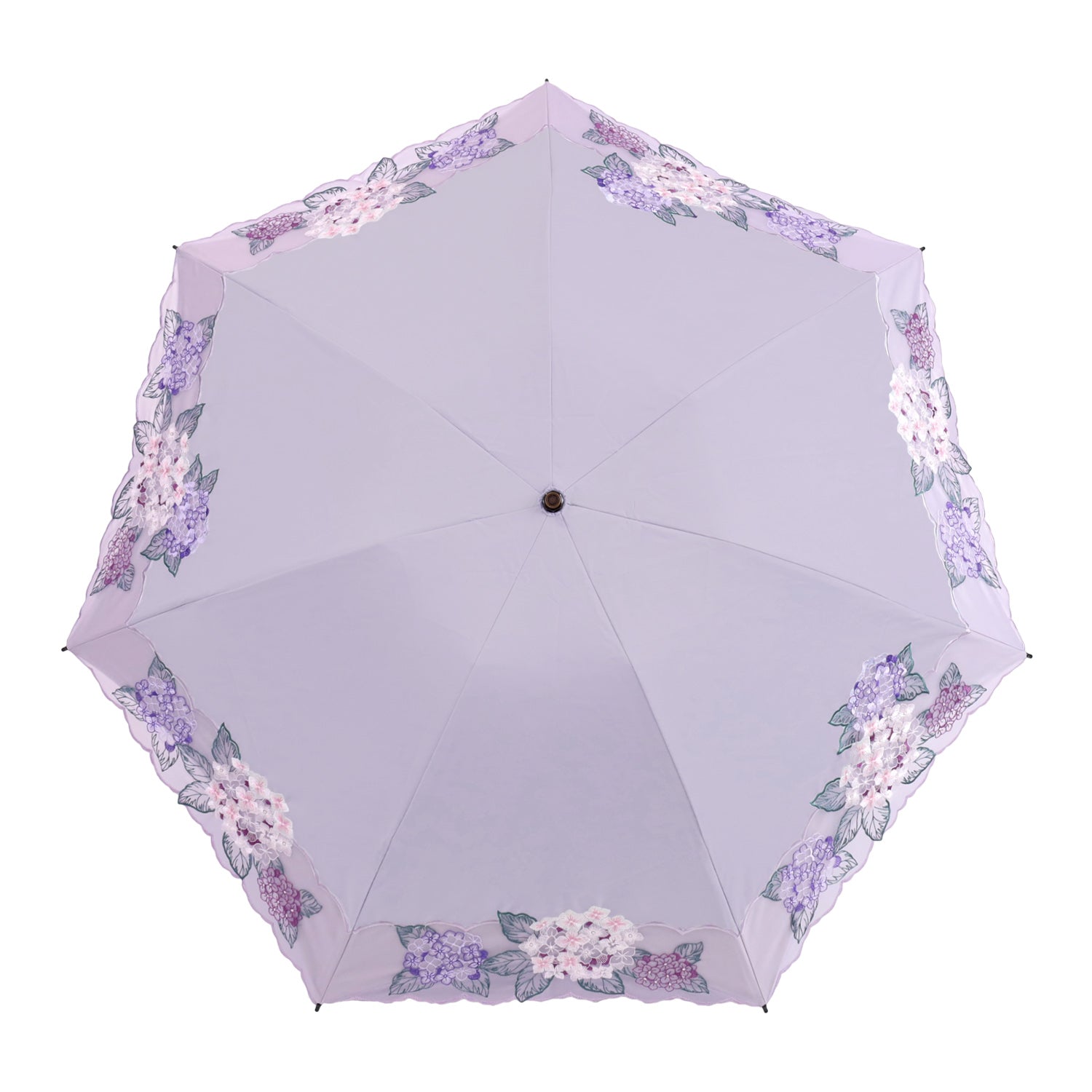 高級傘　紫陽花刺繍ミニ折りたたみ日傘　紫陽花　雨晴兼用　UVカット率100％ 紫陽花オーガンジーカットワーク刺繍晴雨兼用 ミニ折りたたみ日傘