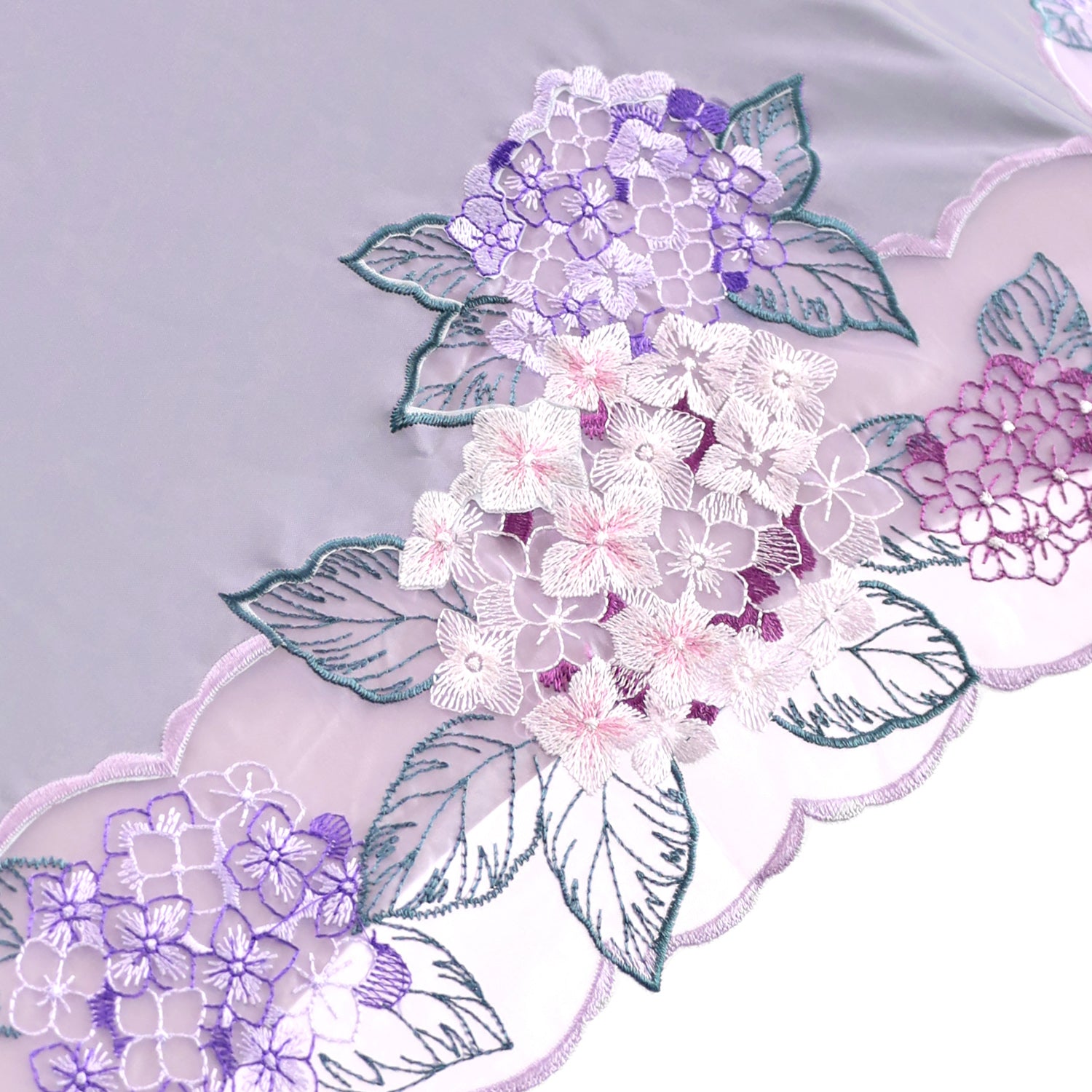 紫陽花オーガンジーカットワーク刺繍晴雨兼用 ミニ折りたたみ日傘