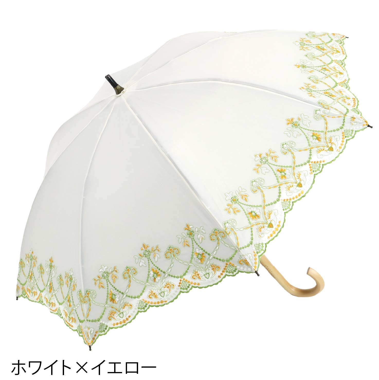 マーブル刺繍かわず張り 晴雨兼用ショート長日傘