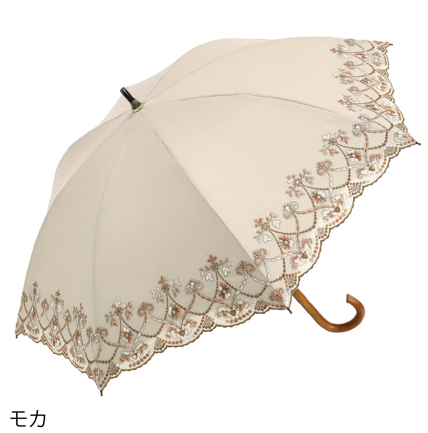 マーブル刺繍かわず張り 晴雨兼用ショート長日傘
