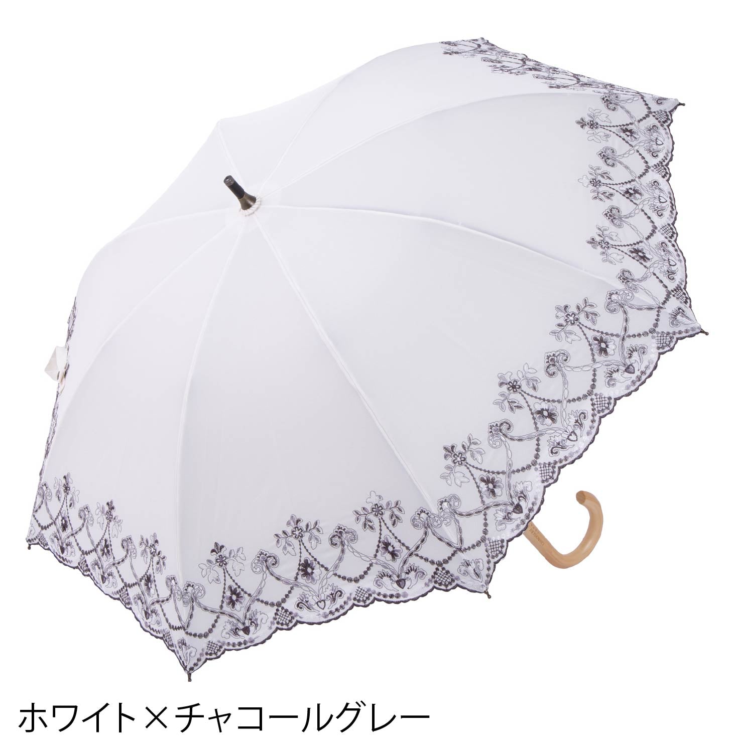 マーブル刺繍かわず張り 晴雨兼用ショート長日傘