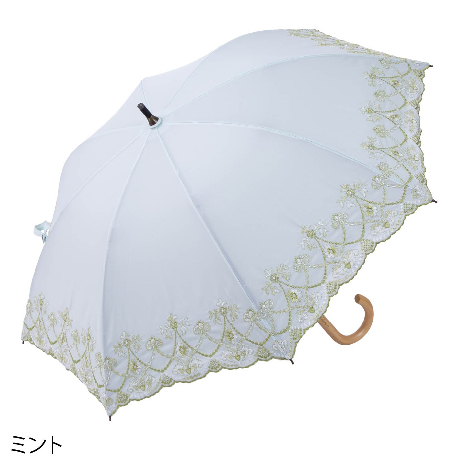 マーブル刺繍かわず張り 晴雨兼用ショート長日傘