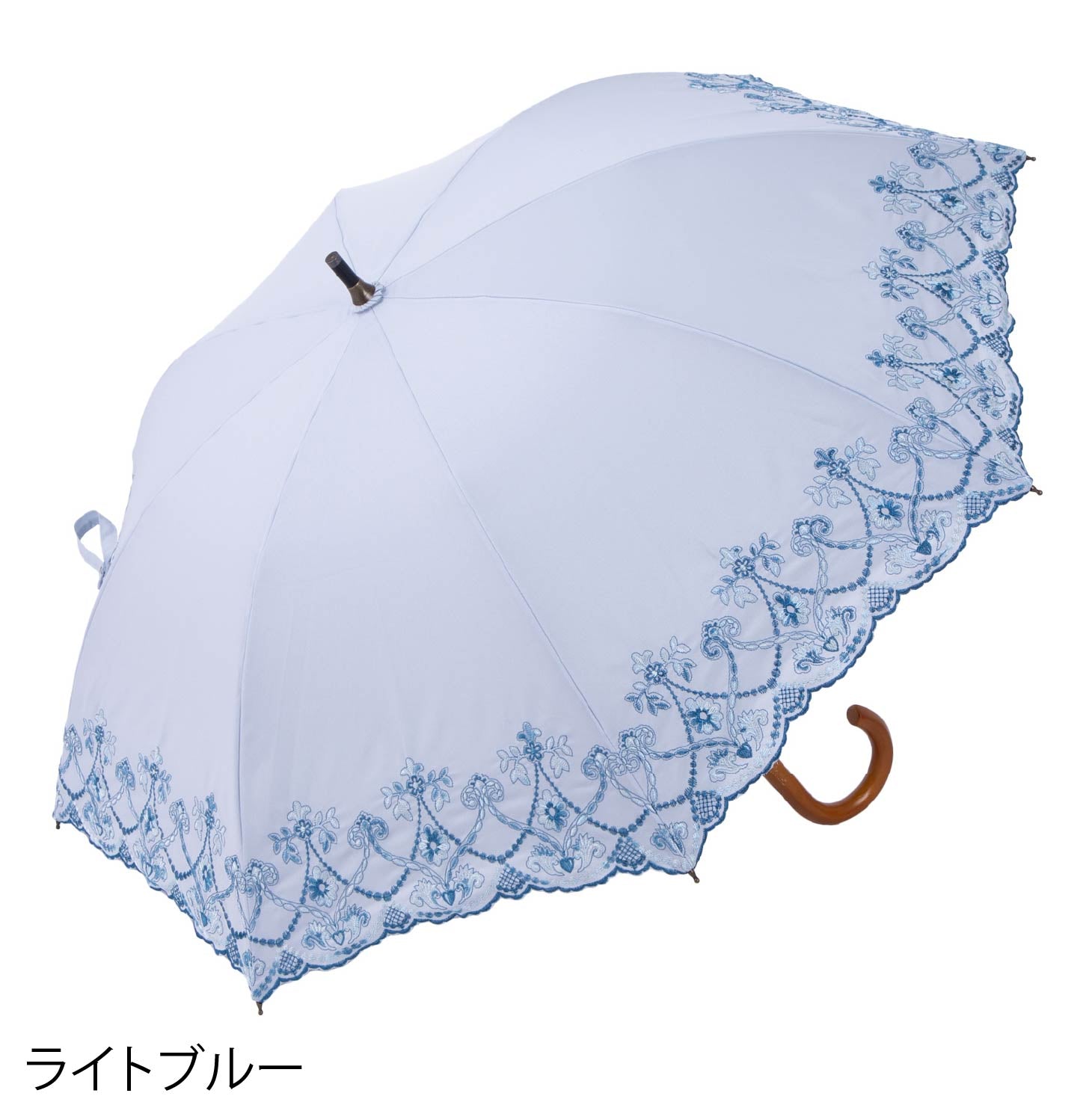 マーブル刺繍かわず張り 晴雨兼用ショート長日傘